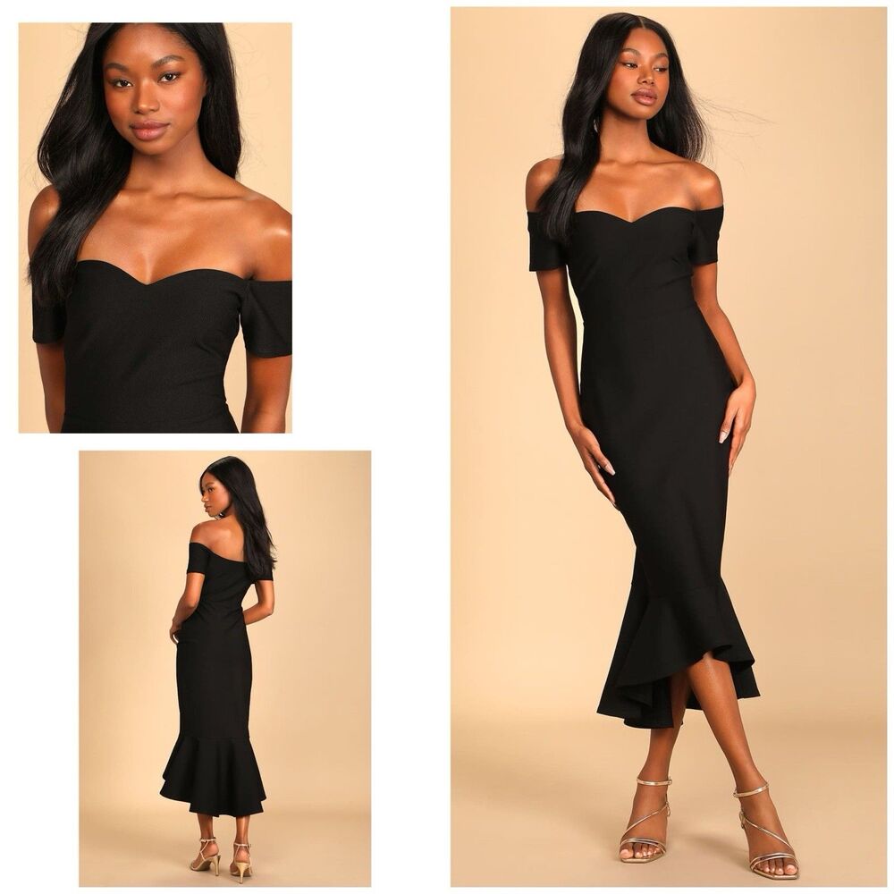 Lulu's Black Off-the-Shoulder Midi Dress